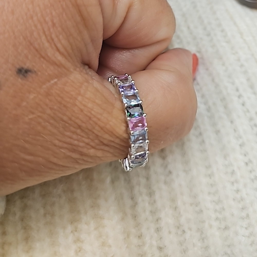 Vibrant Silver Ring with Multicolor Gemstones